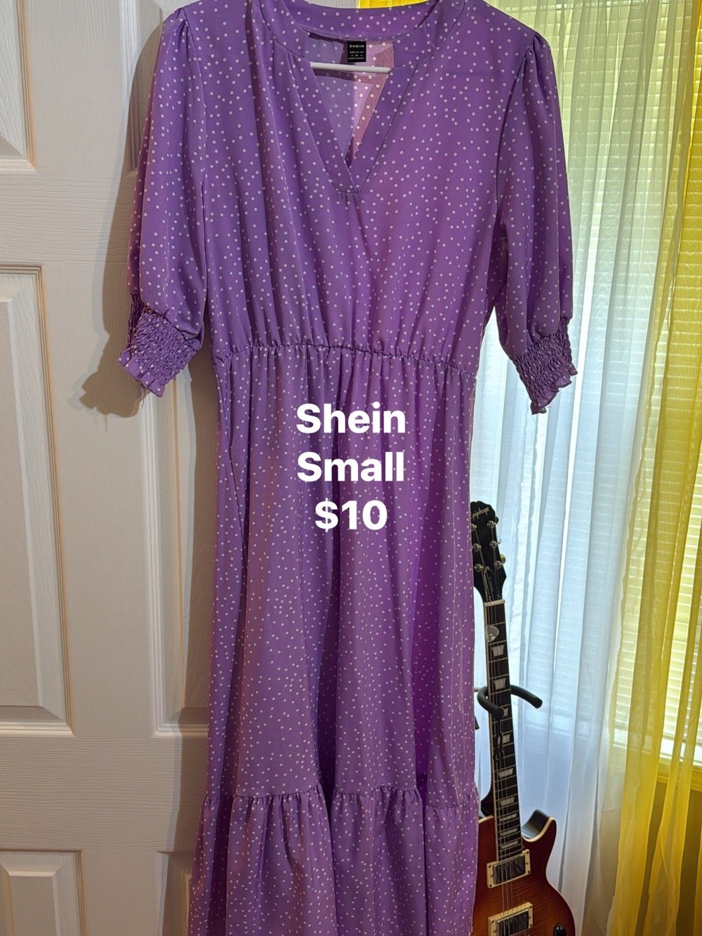 SHEIN Lavender Polka Dot Midi Dress